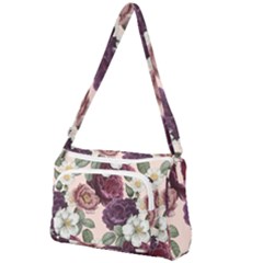 Romantic Floral Background Front Pocket Crossbody Bag by Vaneshart