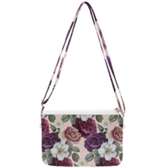 Romantic Floral Background Double Gusset Crossbody Bag