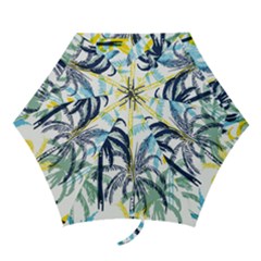 Colorful Summer Palm Trees White Forest Background Mini Folding Umbrellas by Vaneshart