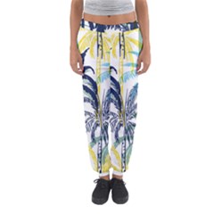 Colorful Summer Palm Trees White Forest Background Women s Jogger Sweatpants by Vaneshart