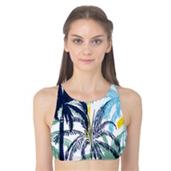 Colorful Summer Palm Trees White Forest Background Tank Bikini Top by Vaneshart