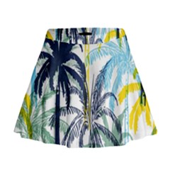 Colorful Summer Palm Trees White Forest Background Mini Flare Skirt by Vaneshart