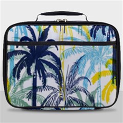 Colorful Summer Palm Trees White Forest Background Full Print Lunch Bag by Vaneshart