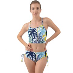 Colorful Summer Palm Trees White Forest Background Mini Tank Bikini Set by Vaneshart