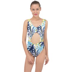 Colorful Summer Palm Trees White Forest Background Center Cut Out Swimsuit by Vaneshart