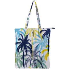 Colorful Summer Palm Trees White Forest Background Double Zip Up Tote Bag by Vaneshart