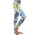 Colorful Summer Palm Trees White Forest Background Kids  Lightweight Velour Classic Yoga Leggings View3