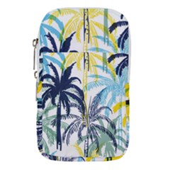 Colorful Summer Palm Trees White Forest Background Waist Pouch (large)