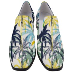 Colorful Summer Palm Trees White Forest Background Women Slip On Heel Loafers by Vaneshart