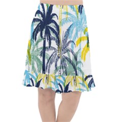 Colorful Summer Palm Trees White Forest Background Fishtail Chiffon Skirt by Vaneshart