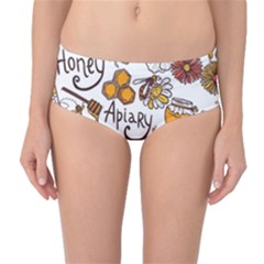 Honey Seamless Pattern Mid-waist Bikini Bottoms by Vaneshart