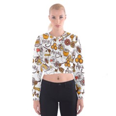 Honey Seamless Pattern Cropped Sweatshirt by Vaneshart