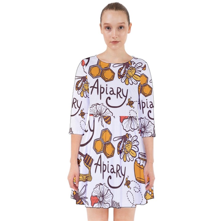 Honey Seamless Pattern Smock Dress