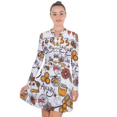 Honey Seamless Pattern Long Sleeve Panel Dress by Vaneshart