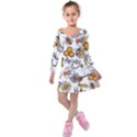 Honey Seamless Pattern Kids  Long Sleeve Velvet Dress View1