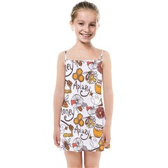 Honey Seamless Pattern Kids  Summer Sun Dress by Vaneshart