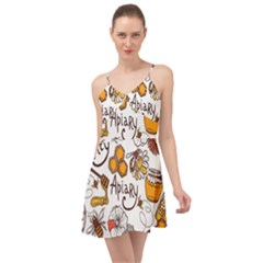 Honey Seamless Pattern Summer Time Chiffon Dress by Vaneshart