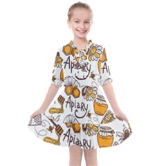 Honey Seamless Pattern Kids  All Frills Chiffon Dress