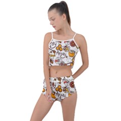 Honey Seamless Pattern Summer Cropped Co-ord Set by Vaneshart