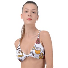 Honey Seamless Pattern Knot Up Bikini Top