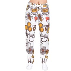 Honey Seamless Pattern Women Velvet Drawstring Pants by Vaneshart