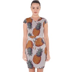 Seamless Pattern With Vector Illustrations Pineapples Capsleeve Drawstring Dress  by Vaneshart