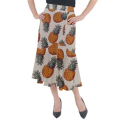 Seamless Pattern With Vector Illustrations Pineapples Midi Mermaid Skirt