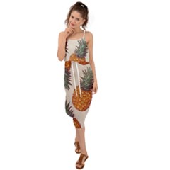 Seamless Pattern With Vector Illustrations Pineapples Waist Tie Cover Up Chiffon Dress