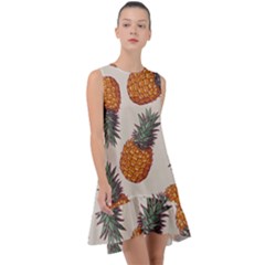 Seamless Pattern With Vector Illustrations Pineapples Frill Swing Dress