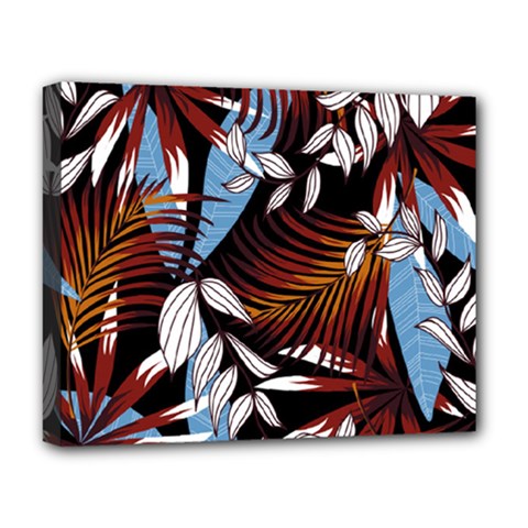 Trending Abstract Seamless Pattern With Colorful Tropical Leaves Plants Black Deluxe Canvas 20  X 16  (stretched) by Vaneshart