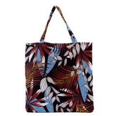 Trending Abstract Seamless Pattern With Colorful Tropical Leaves Plants Black Grocery Tote Bag by Vaneshart