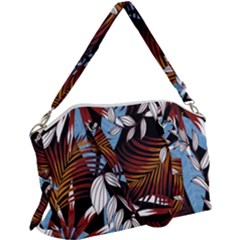 Trending Abstract Seamless Pattern With Colorful Tropical Leaves Plants Black Canvas Crossbody Bag