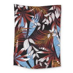 Trending Abstract Seamless Pattern With Colorful Tropical Leaves Plants Black Medium Tapestry by Vaneshart