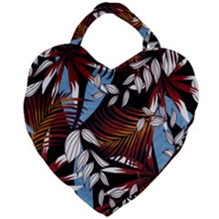 Trending Abstract Seamless Pattern With Colorful Tropical Leaves Plants Black Giant Heart Shaped Tote by Vaneshart