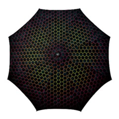 Dark Hexagon With Light Fire Background Golf Umbrellas by Vaneshart