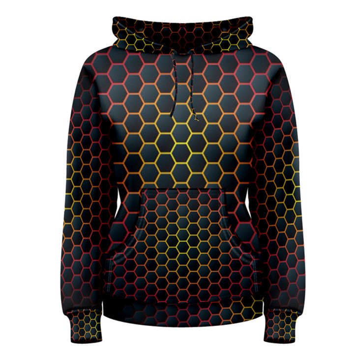 Dark Hexagon With Light Fire Background Women s Pullover Hoodie