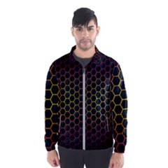 Dark Hexagon With Light Fire Background Men s Windbreaker