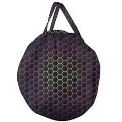 Dark Hexagon With Light Fire Background Giant Round Zipper Tote by Vaneshart