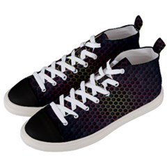 Dark Hexagon With Light Fire Background Men s Mid-top Canvas Sneakers by Vaneshart