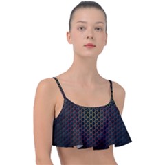 Dark Hexagon With Light Fire Background Frill Bikini Top by Vaneshart