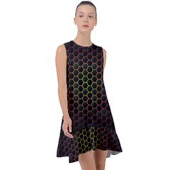 Dark Hexagon With Light Fire Background Frill Swing Dress