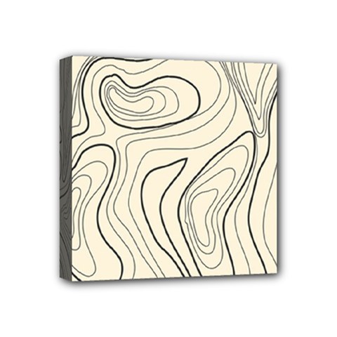 Topographic Lines Background Salmon Colour Shades Mini Canvas 4  X 4  (stretched) by Vaneshart