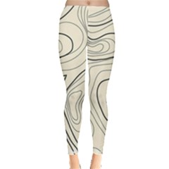 Topographic Lines Background Salmon Colour Shades Leggings  by Vaneshart