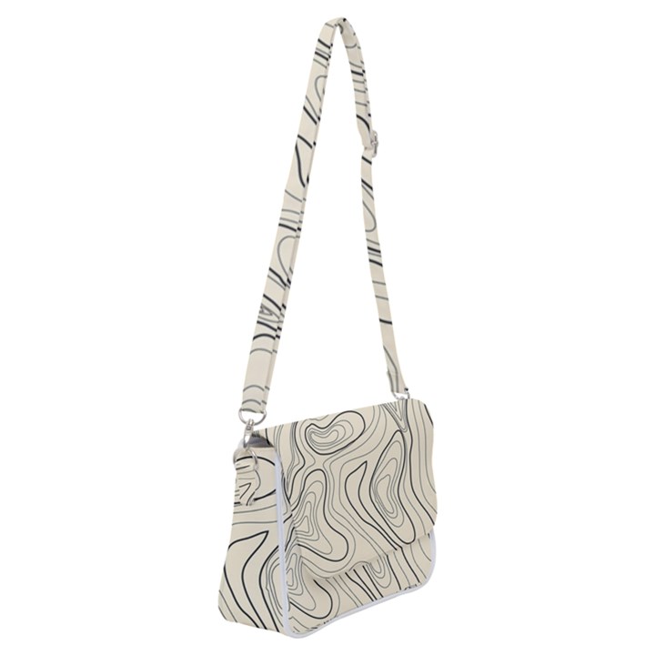 Topographic Lines Background Salmon Colour Shades Shoulder Bag with Back Zipper