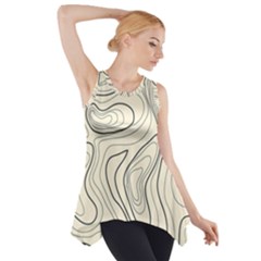 Topographic Lines Background Salmon Colour Shades Side Drop Tank Tunic by Vaneshart