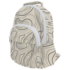 Topographic Lines Background Salmon Colour Shades Rounded Multi Pocket Backpack by Vaneshart