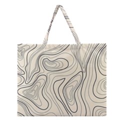 Topographic Lines Background Salmon Colour Shades Zipper Large Tote Bag by Vaneshart