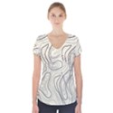 Topographic Lines Background Salmon Colour Shades Short Sleeve Front Detail Top View1