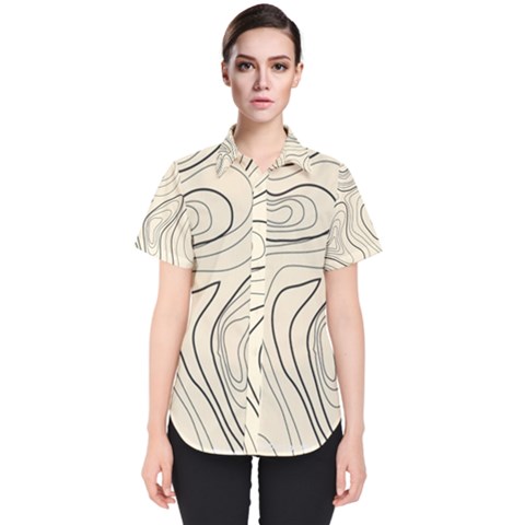 Topographic Lines Background Salmon Colour Shades Women s Short Sleeve Shirt by Vaneshart