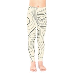 Topographic Lines Background Salmon Colour Shades Kids  Leggings by Vaneshart